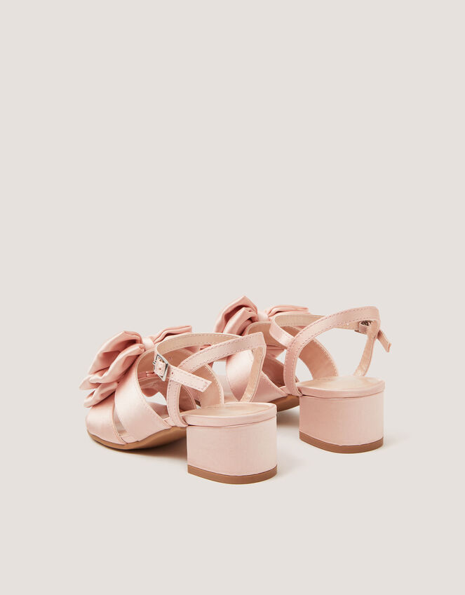 Double Bow Heeled Sandals, Pink (PINK), large