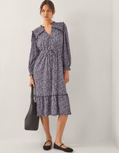 Noiv Scallop Print Jersey Midi Dress, Black (BLACK), large