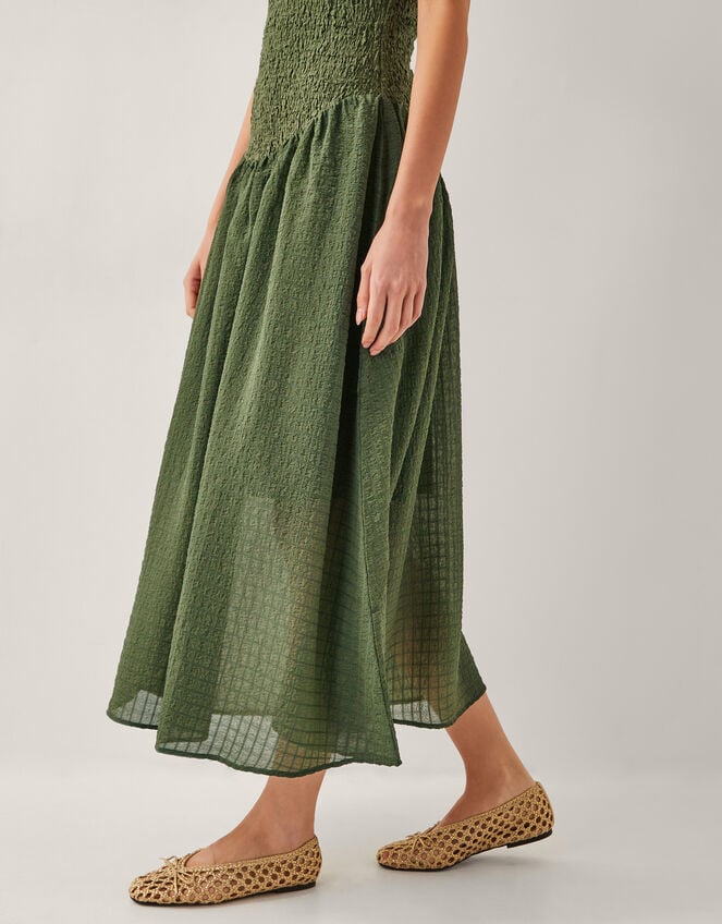 Dee Drop Waist Midi Dress, Green (KHAKI), large