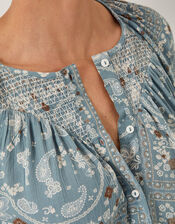 Mandy Paisley Print Blouse, Blue (BLUE), large