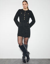 Saskia Sparkle Knit Mini Dress, Black (BLACK), large