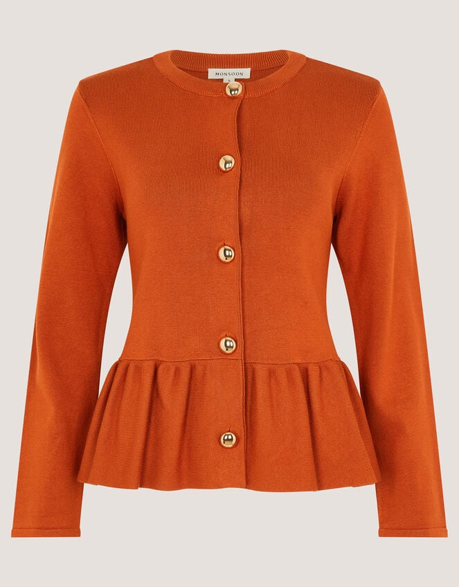 Prune Peplum Cardigan, Orange (RUST), large