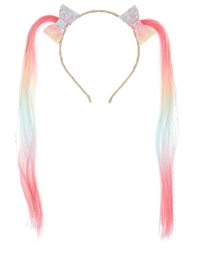 Rainbow Faux Hair Headband, , large