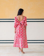 India & Mills Lottie Poppy Print Midi Dress, Pink (PINK), large