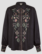 Sabrina Ornate Floral Print Shirt, Black (BLACK), large