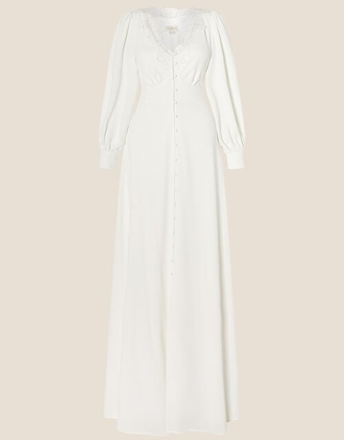 Cecilia Long Sleeve Bridal Lace Dress, Ivory (IVORY), large