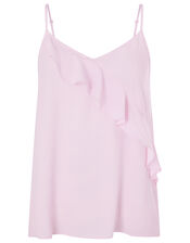Bella Frill Cami Top in Sustainable Viscose, Pink (BLUSH), large