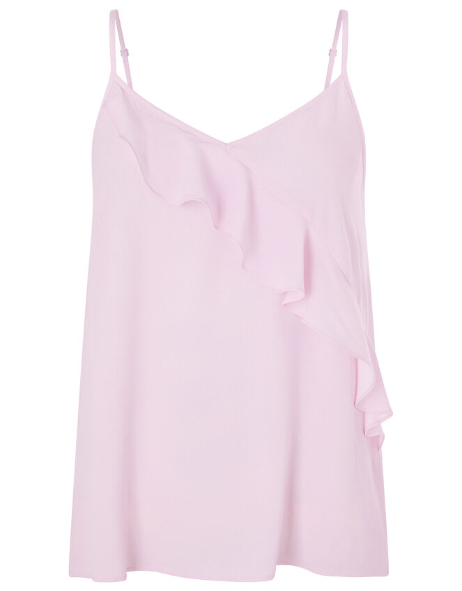 Bella Frill Cami Top in Sustainable Viscose, Pink (BLUSH), large