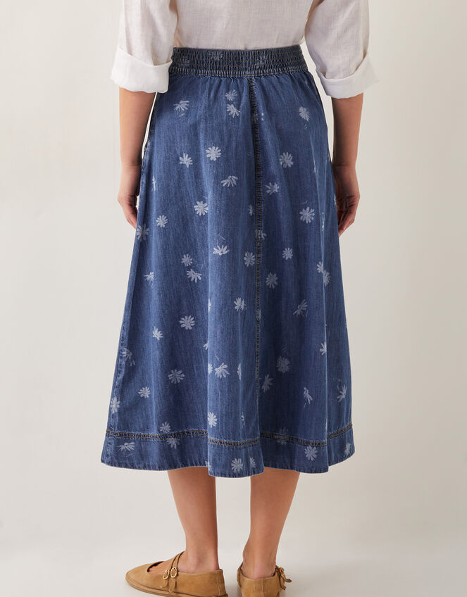 Denim Skirt Embroidered Maxi Skirt Uk Harper Denim Daisy Midi