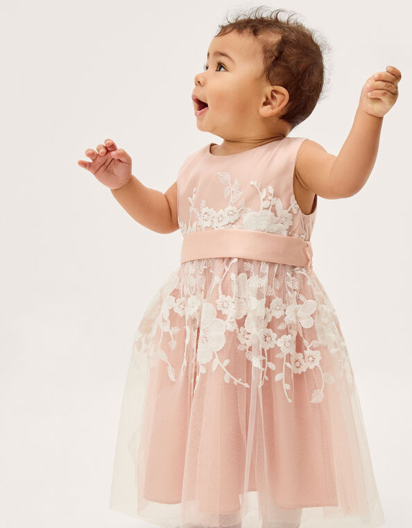 Baby Felicity Embroidered Floral Dress, Pink (PALE PINK), large