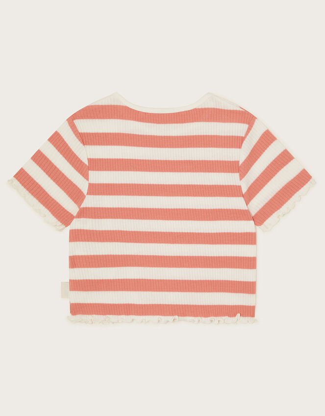 Sunshine Stripe Ribbed T-Shirt, Orange (ORANGE), large