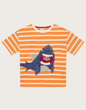 Shark Stripe T-Shirt , Orange (ORANGE), large
