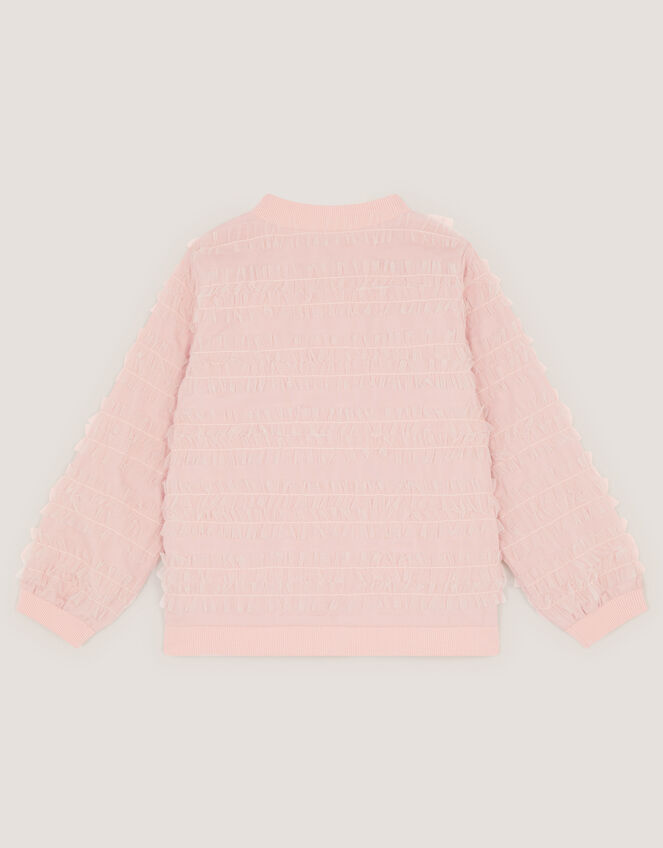 Carolyn Embellished Ruffle Bomber Jacket, Pink (PINK), large