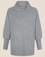 Plain Stitch Split Neck Jumper, Grey (GREY), large
