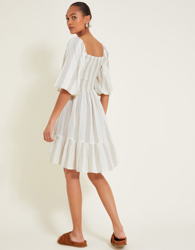 Lila Stripe Dress, Natural (NATURAL), large