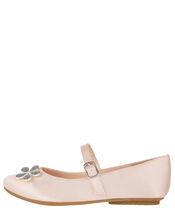 Divina Satin Floral Ballerina Flat Shoes, Pink (PALE PINK), large