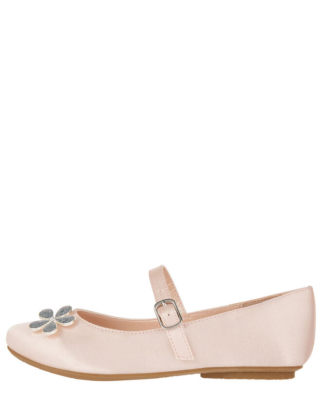 Divina Satin Floral Ballerina Flat Shoes, Pink (PALE PINK), large