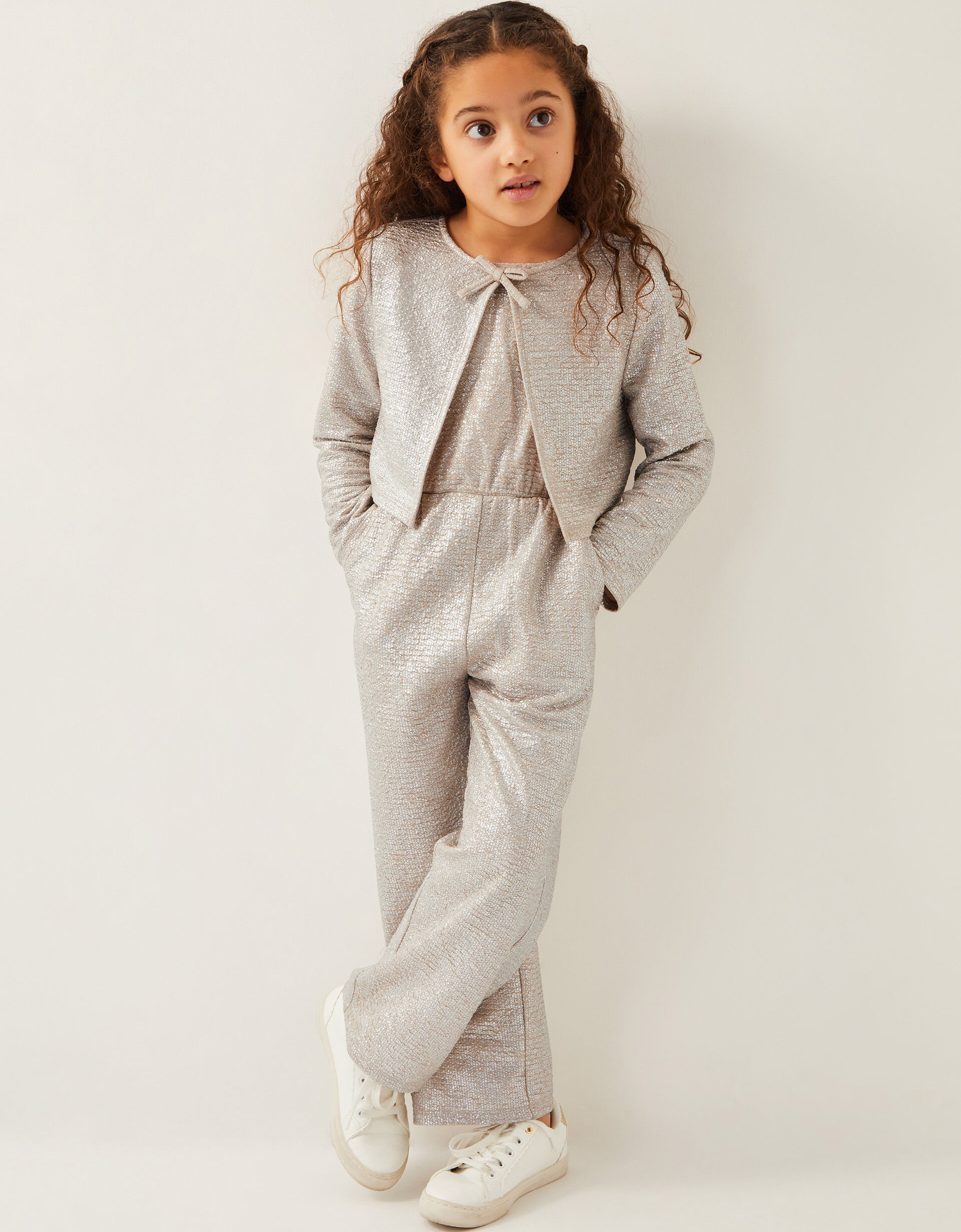 Imogen Shimmer Jacket and Jumpsuit Set Silver