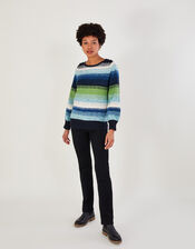 Stripe Jumper with Recycled Polyester, Green (GREEN), large