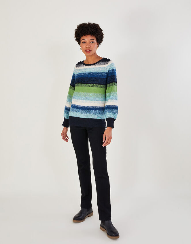 Stripe Jumper with Recycled Polyester, Green (GREEN), large