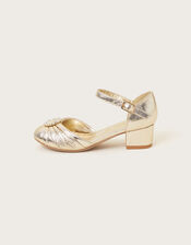 Pleated Two-Part Heels, Gold (GOLD), large