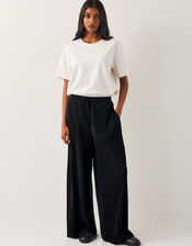Paula Plisse Wide Leg Trousers, Black (BLACK), large