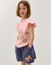 Butterfly Embroidered T-Shirt, Pink (PINK), large