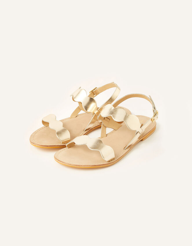 Marley Metallic Leather Sandals, Gold (GOLD), large