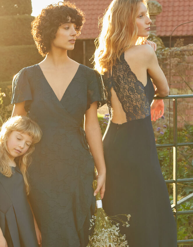 Kiki Lace Back Crepe Maxi Dress, Blue (NAVY), large