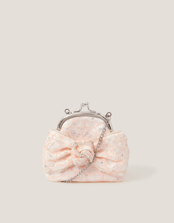 Lace Bow Bridesmaid Bag, Pink (PINK), large