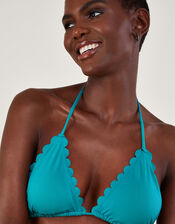 Scallop Bikini Top with Recycled Polyester, Blue (TURQUOISE), large