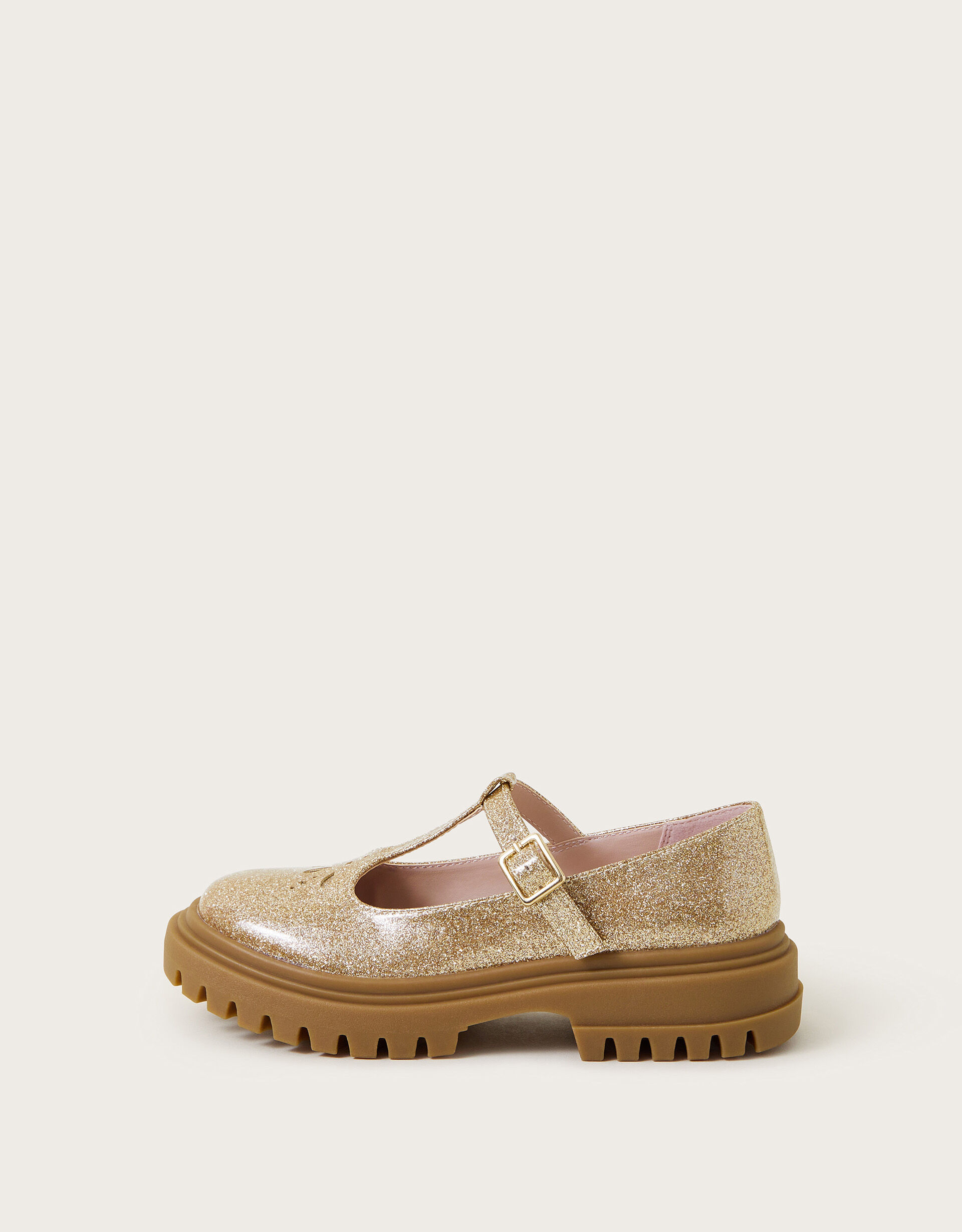 Glitter Patent Mary Jane Shoes Gold Girls Flat Shoes Monsoon UK