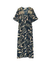 Maison Hotel Print Tie Maxi Dress, Blue (NAVY), large