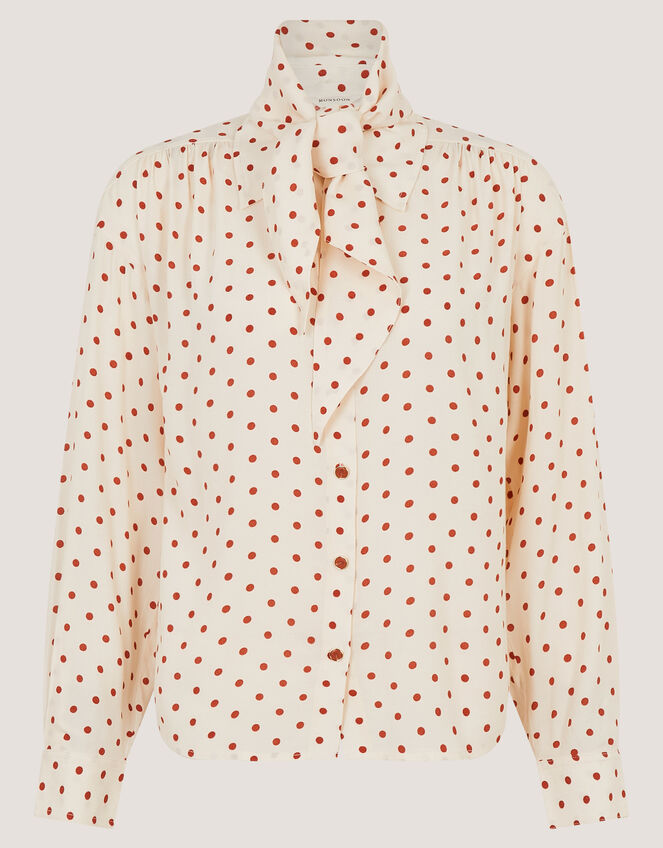 Esme Polka Dot Shirt & Scarf , Ivory (IVORY), large