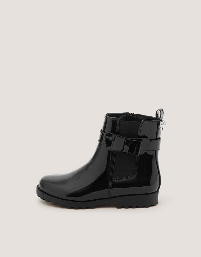 Bow Patent Chelsea Boot School Shoes, Black (BLACK), large