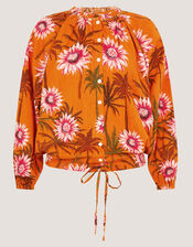Fallon Floral Print Blouse , Orange (ORANGE), large
