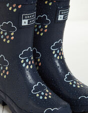 Grass and Air Junior Colour-Revealing Wellies, Blue (NAVY), large