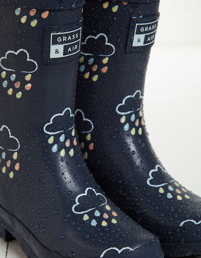 Grass and Air Junior Colour-Revealing Wellies, Blue (NAVY), large
