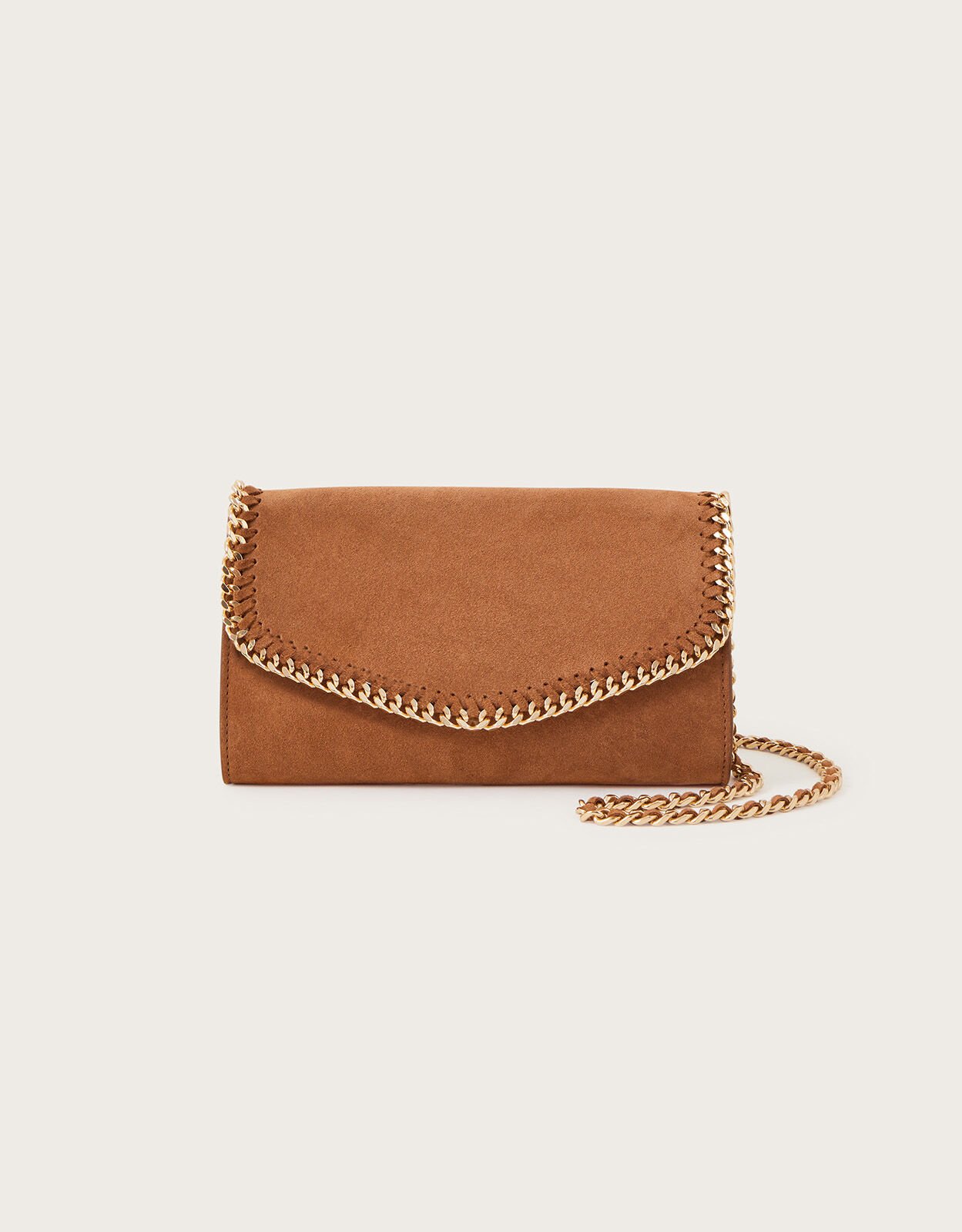 Suede Chain Cross Body Bag Tan