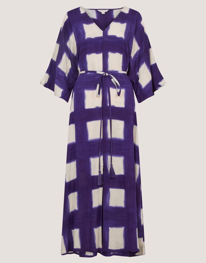 Halia Artisanal Tie-Dye Midi Kaftan, Blue (NAVY), large