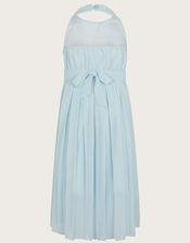 Hallie Halter Neck Chiffon Dress, Blue (BLUE), large