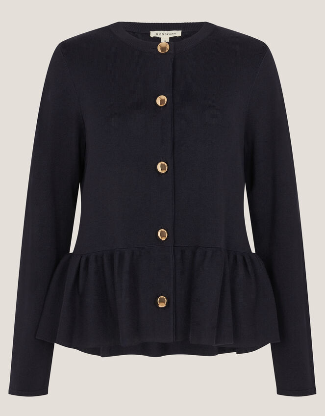 Prune Peplum Cardigan, Blue (NAVY), large