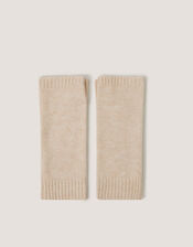 Yvie Knitted Wrist Warmers, Natural (NATURAL), large