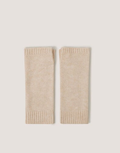 Yvie Knitted Wrist Warmers, Natural (NATURAL), large