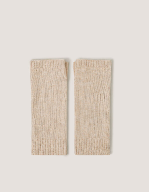 Yvie Knitted Wrist Warmers, Natural (NATURAL), large