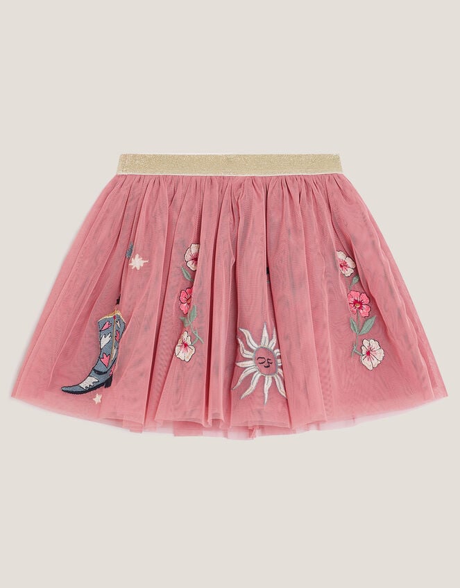 Cowboy Embroidered Tutu Skirt, Pink (PINK), large