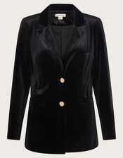 Verity Velvet Single Breasted Jacket, Black (BLACK), large