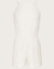 Lace Halter Neck Playsuit, Ivory (IVORY), large
