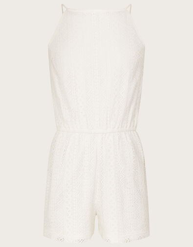 Lace Halter Neck Playsuit, Ivory (IVORY), large