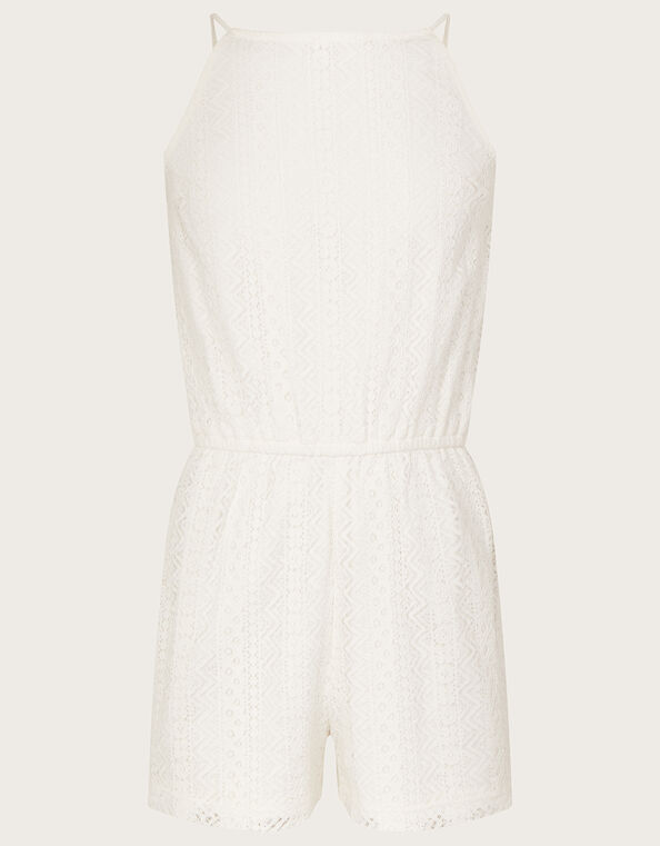 Lace Halter Neck Playsuit, Ivory (IVORY), large